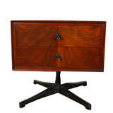 2 drawer walnut pedestal table by Milo Baughman for Glenn of CA