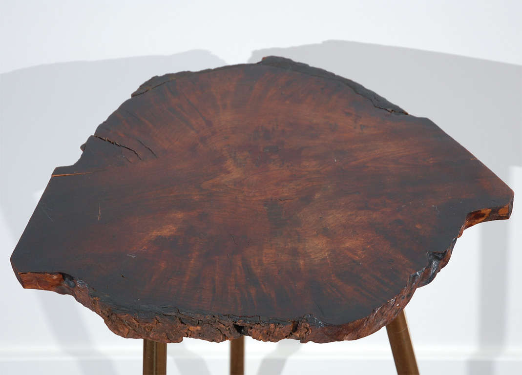 Tripod Side Table with Burled Wood Top