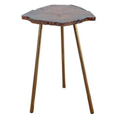 Tripod Side Table with Burled Wood Top
