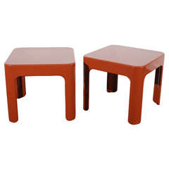 Elegant Pair of Tables in Cinnabar Lacquer Finish
