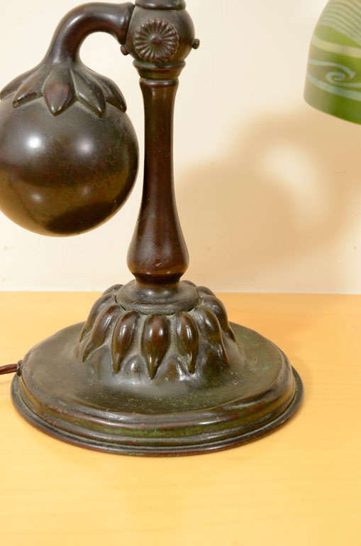 American Tiffany Studios Counterbalance Desk Lamp, Damascene shade For Sale