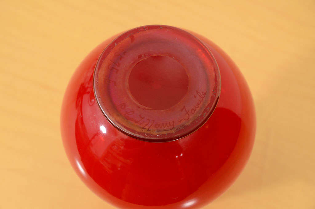 20th Century Tiffany Studios Samian Red Vase