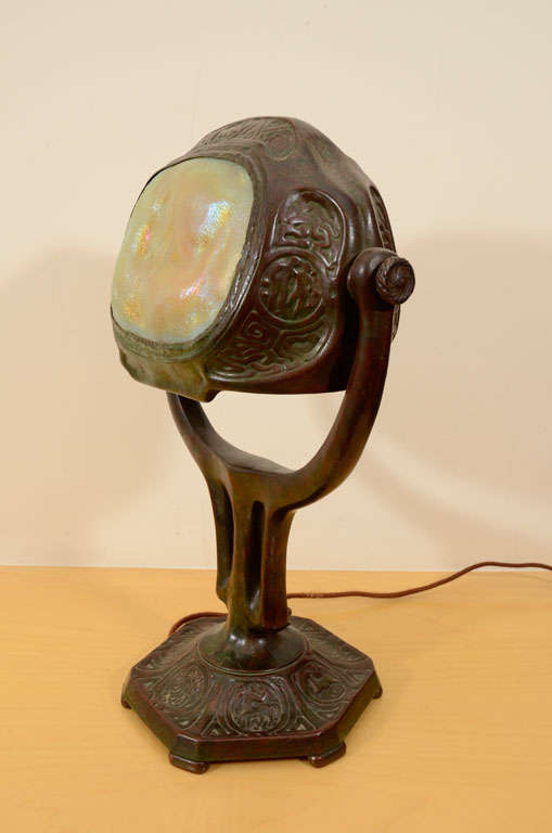 Bronze Tiffany Turtleback Zodiac Table Lamp