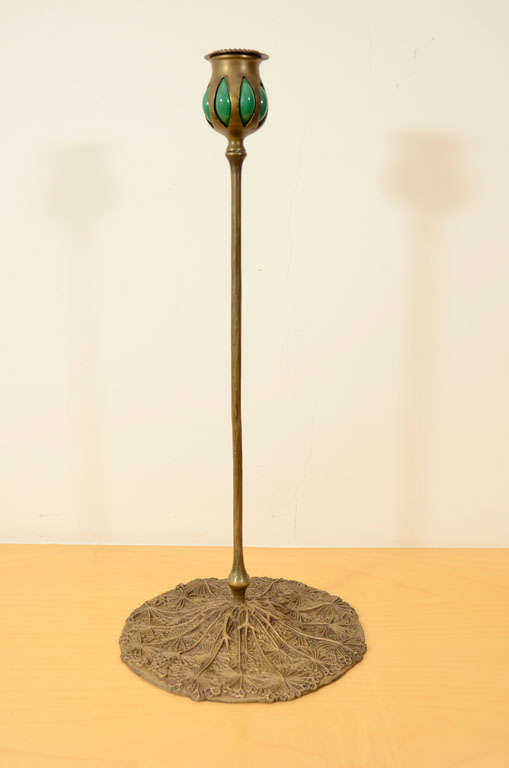 Beautiful Queens Lace (Wild Carrot) Tiffany Studios Candlestick, measuring 18