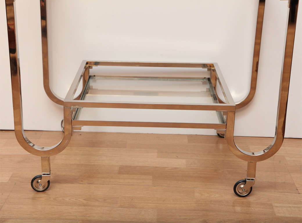 Mid-20th Century Sleek Modernist Rolling Drinks Trolley For Sale