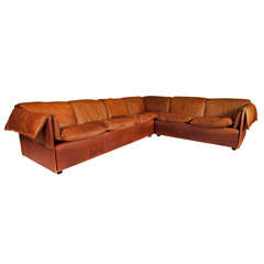Brown Leather Sectional Sofa by N Eiilersen