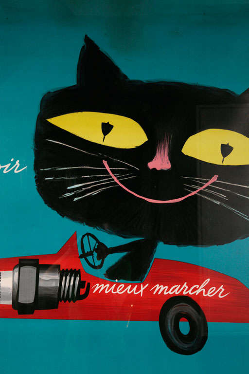 Eye catching poster advertising the new flash lights for auto equipment company, Marchal, designed by Jean Colin (1912 - 1982). Founding member of the Alliance Graphique Internationale, Colin was awarded numerous prizes for his work and produced