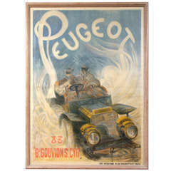 Antique Large French Advertising Poster for Peugeot by Buggeill