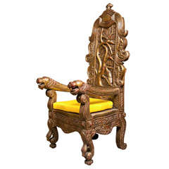 Chaise trône chinoise sculptée