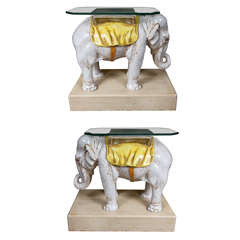 Vintage Pair Elephant Side Tables