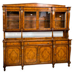 Vintage Russian Neoclassical Style Mahogany Sideboard Breakfront