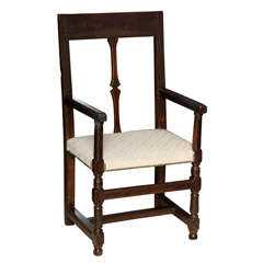 18th C. Walnut High Back Chair with Splat Back