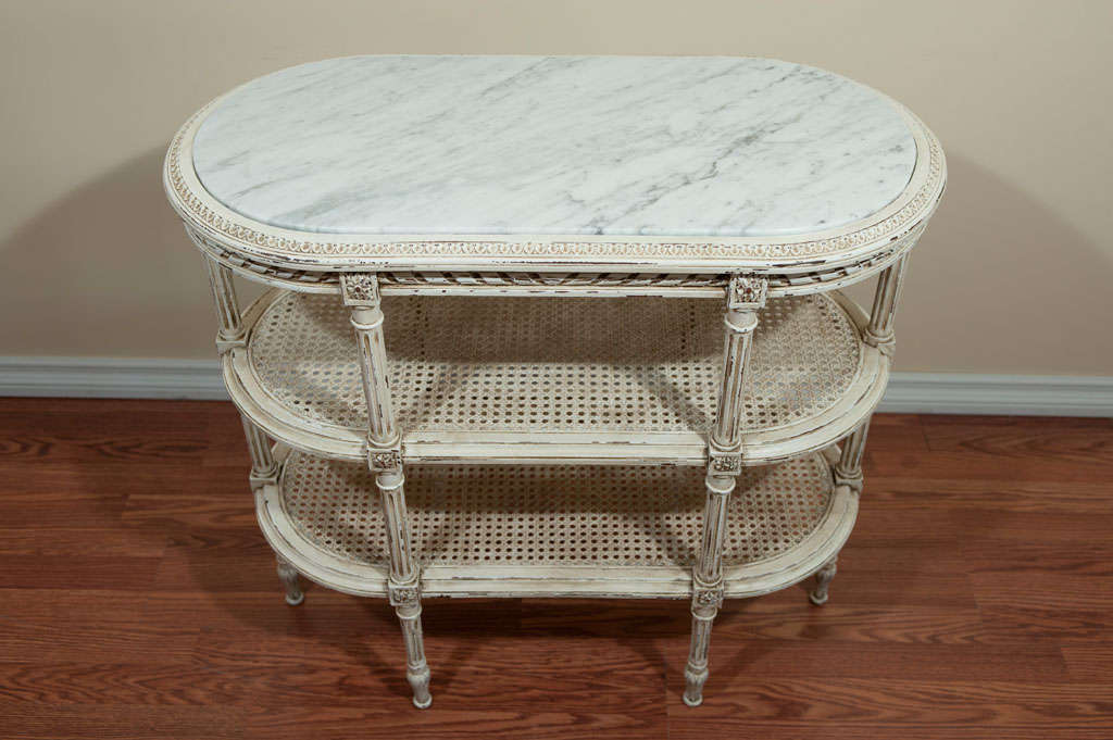 French Louis XVI style painted three tiers table