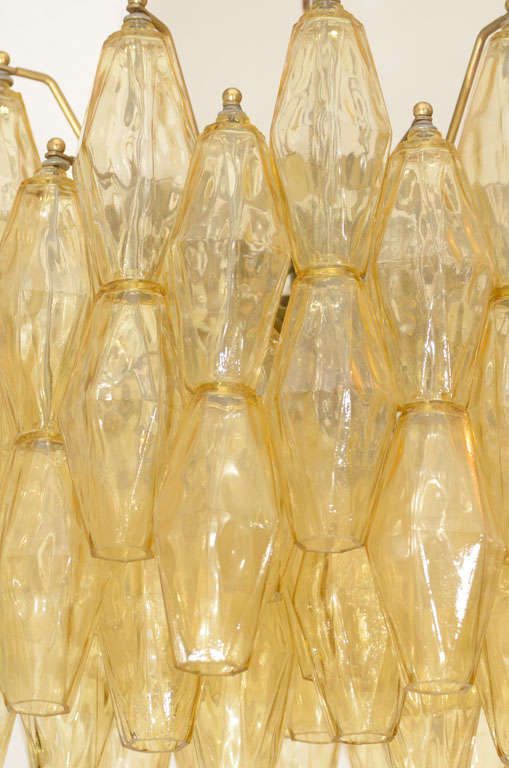 Italian Carlo Scarpa for Venini Polyhedral Amber Glass Chandelier