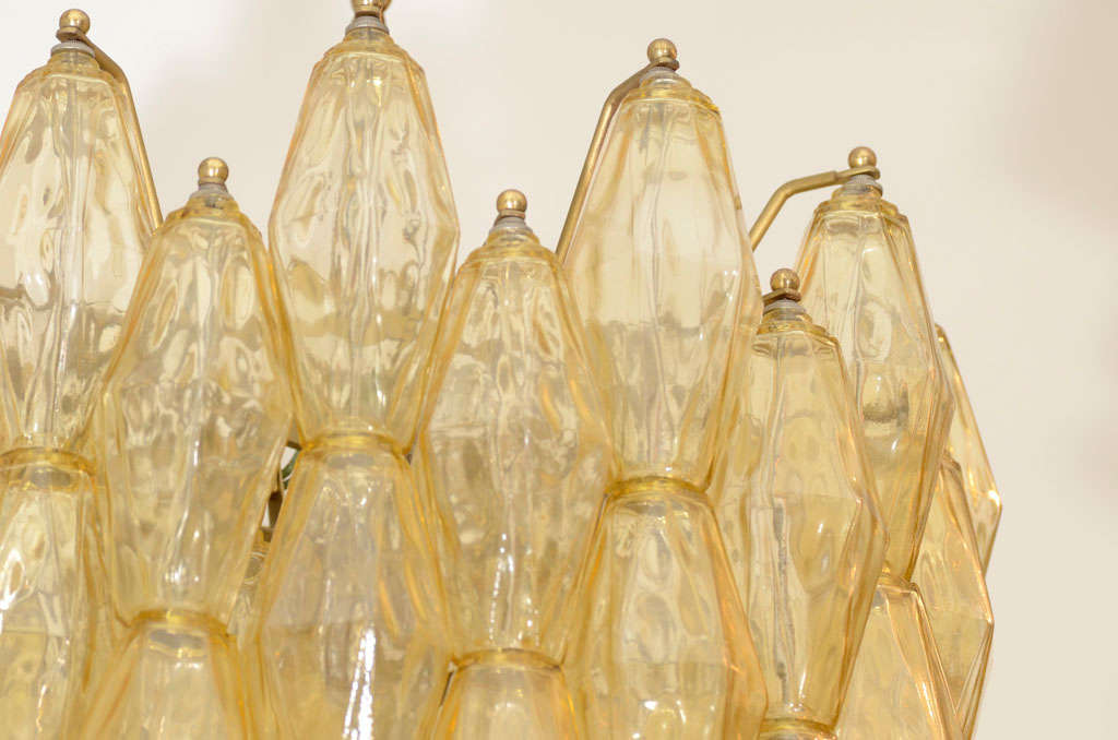 Carlo Scarpa for Venini Polyhedral Amber Glass Chandelier In Excellent Condition In New York, NY