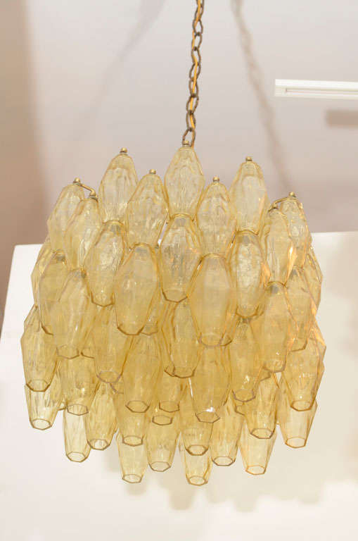 20th Century Carlo Scarpa for Venini Polyhedral Amber Glass Chandelier