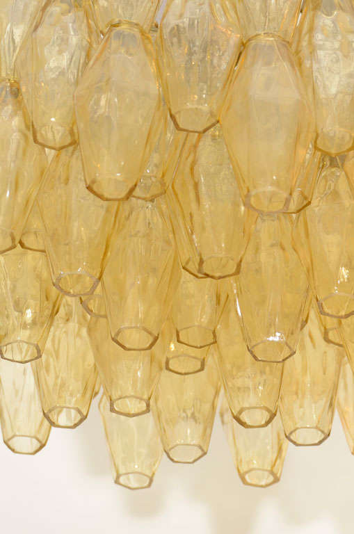 Carlo Scarpa for Venini Polyhedral Amber Glass Chandelier 1