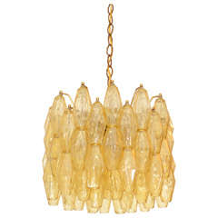 Carlo Scarpa for Venini Polyhedral Amber Glass Chandelier