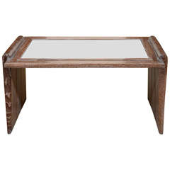 James Mont Cerused Oak Coffee Table with Mirror Top