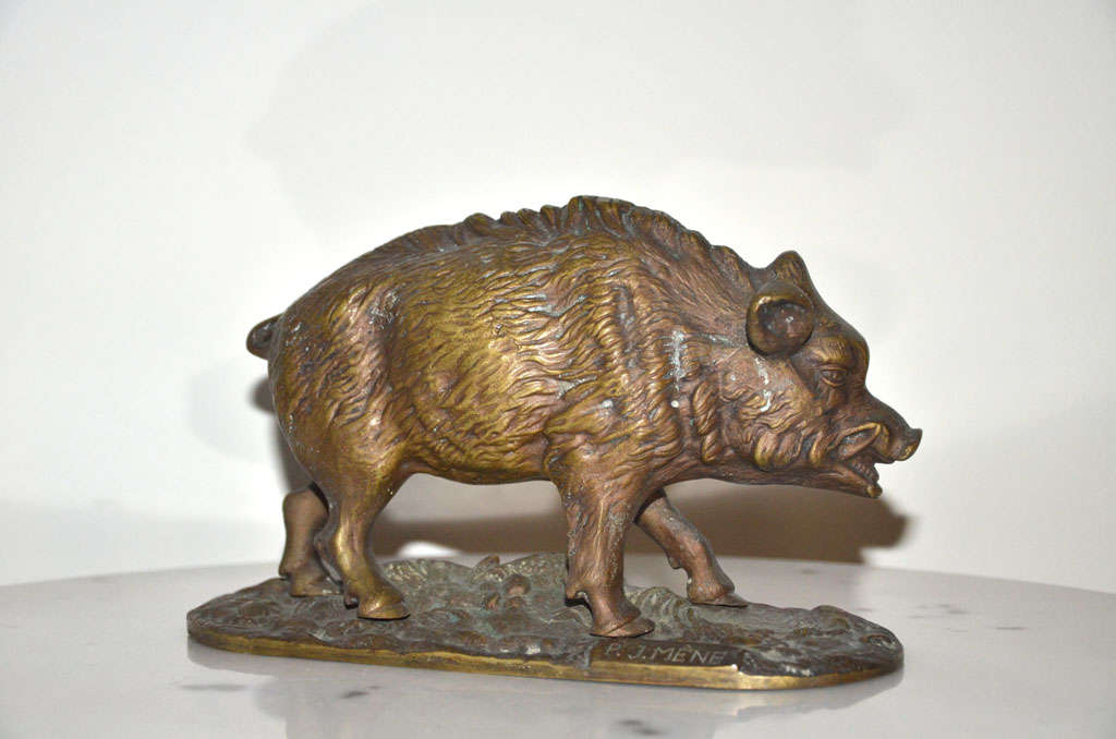 A bronze animalier by P.J. Mêne 1810-1879 representing a wild boar.