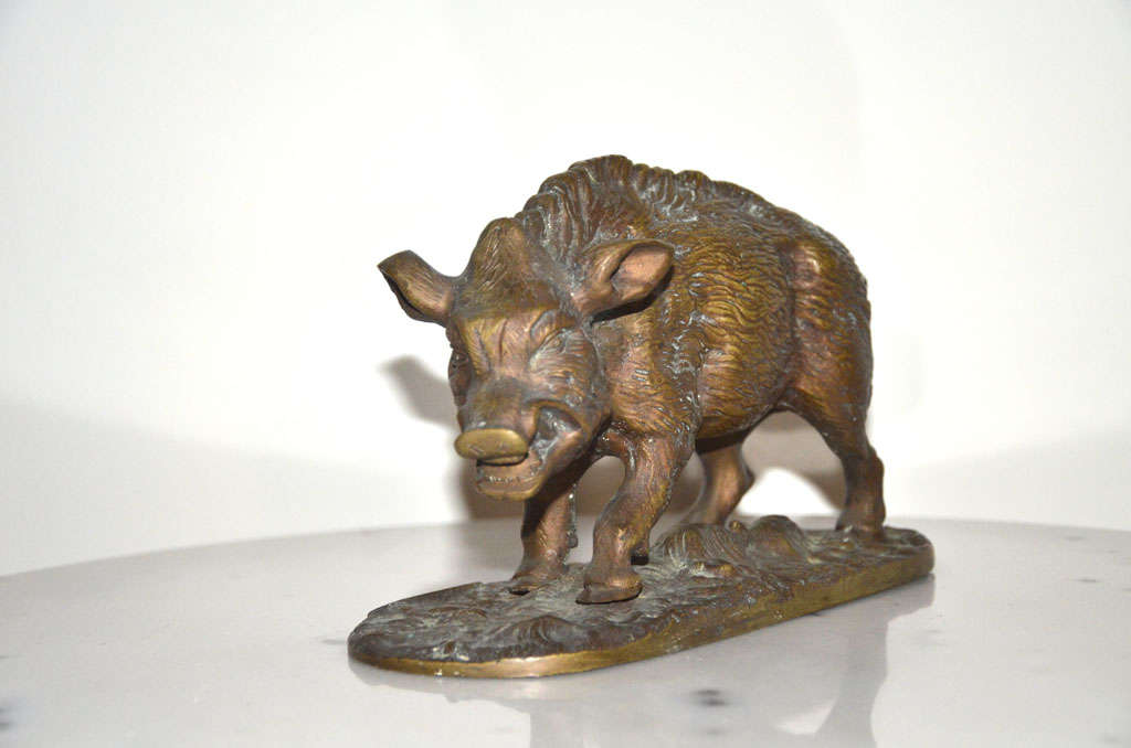 French P.J. Mêne Wild Boar Sculpture For Sale