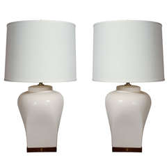 Pair of Vintage White Ceramic lamps