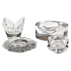 Collection of Vintage Signed Crystal Ashtrays