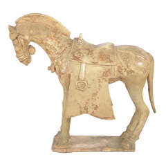 Antique A Chinese Glazed Potery Model Of A Static Horse