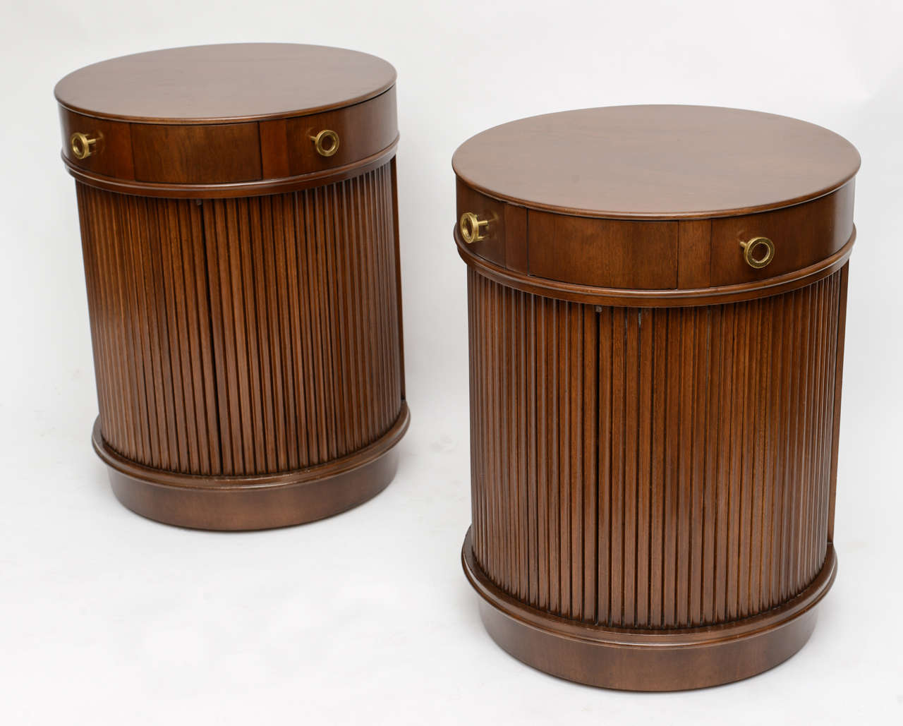 Rare Edward Wormley Tambour-Door Tables/Nightstands