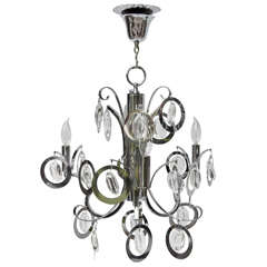 1970's Chrome And Glass Chandelier By Targetti Sankey