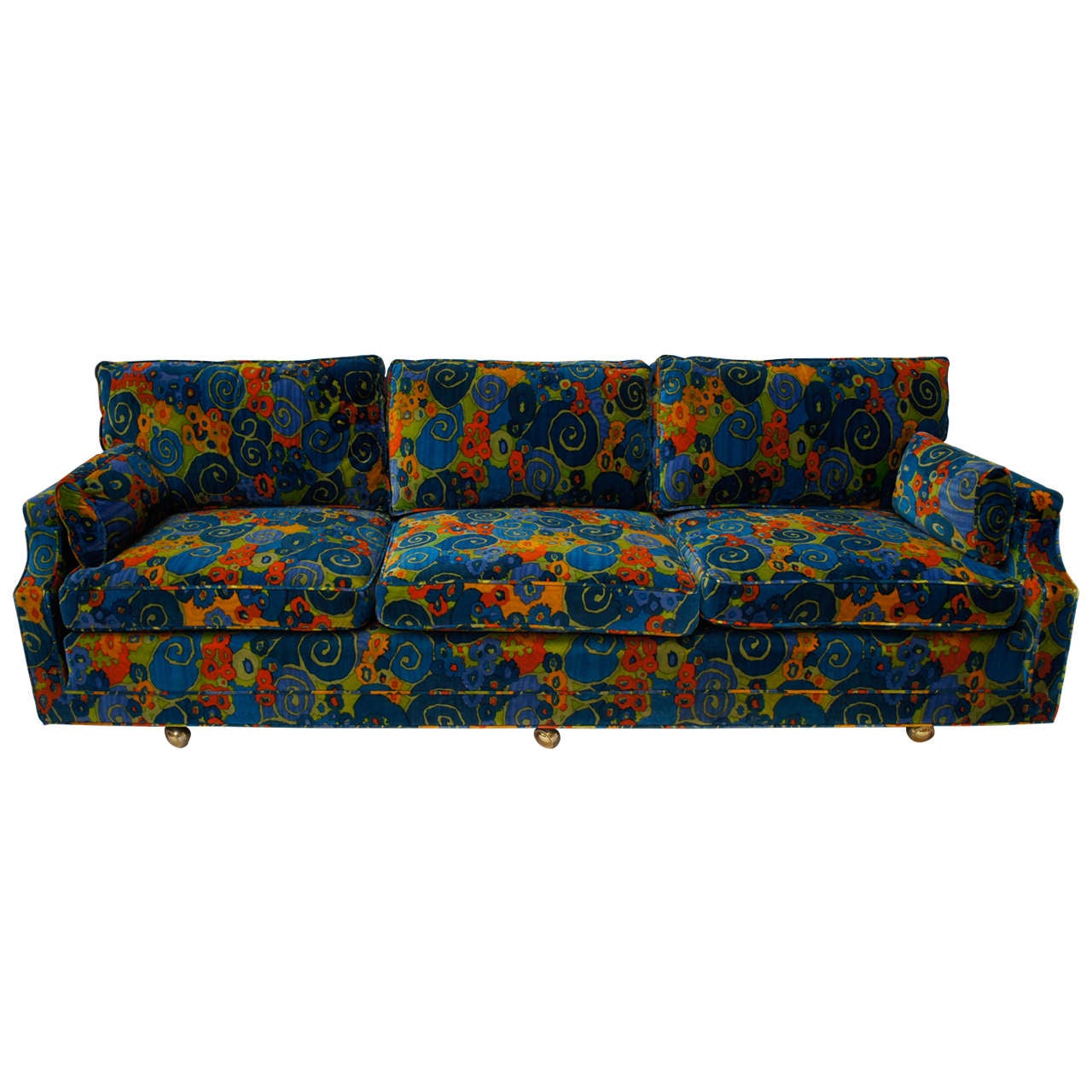 mid century 70's Jack Lenor Larsen Velvet Sofa