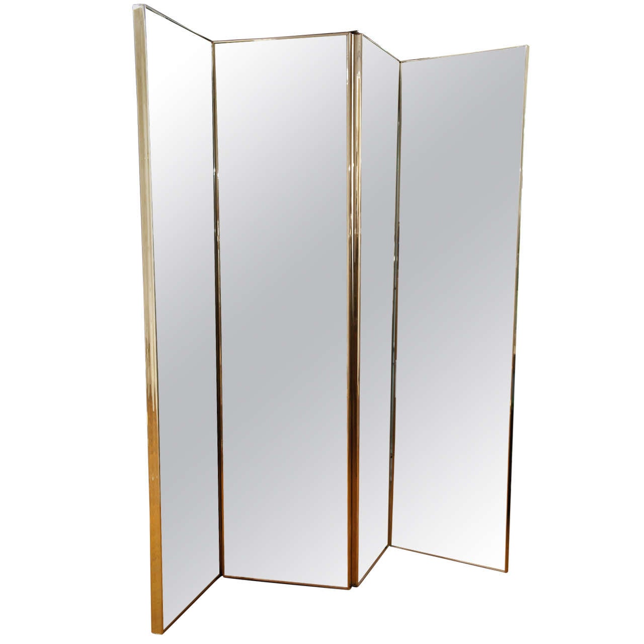 70's Four Panel Double Sided Mirror Screen at 1stDibs