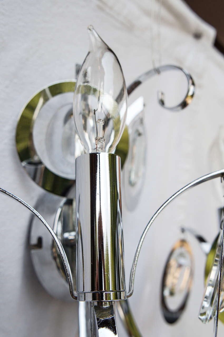 70 s Italian Chandelier and Wall Sconces by Targetti Sankey at 1stdibs