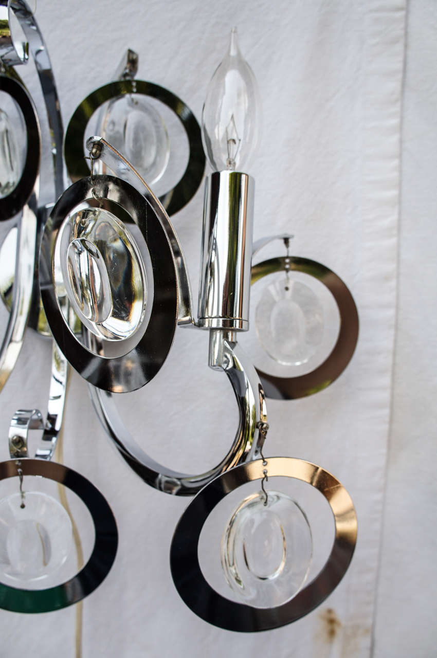70 s Italian Chandelier and Wall Sconces by Targetti Sankey at 1stdibs