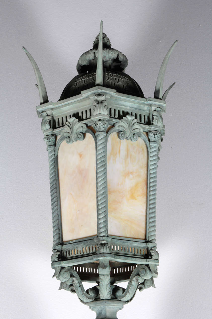 Large Scale Original Classical Bronze Exterior Sconces In Excellent Condition In New York, NY