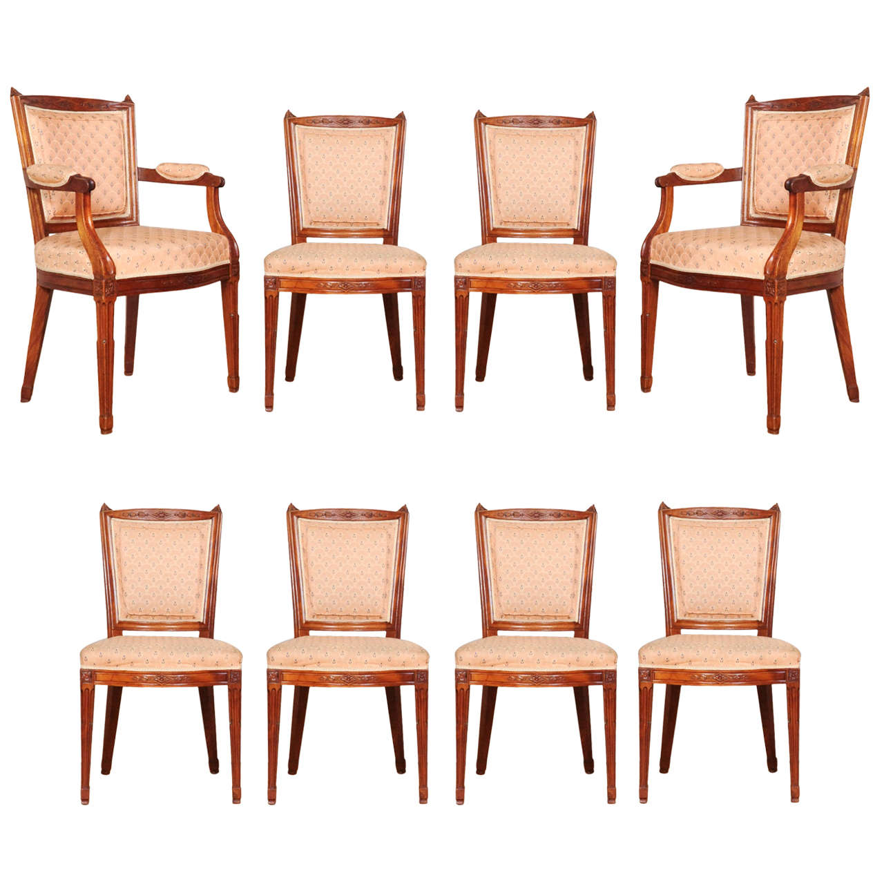 A set of 8 Dutch mahogany dining chairs, circa 1800 For Sale