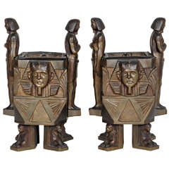 A Pair of (Probably) French Patinated Bronze Planters circa 1940