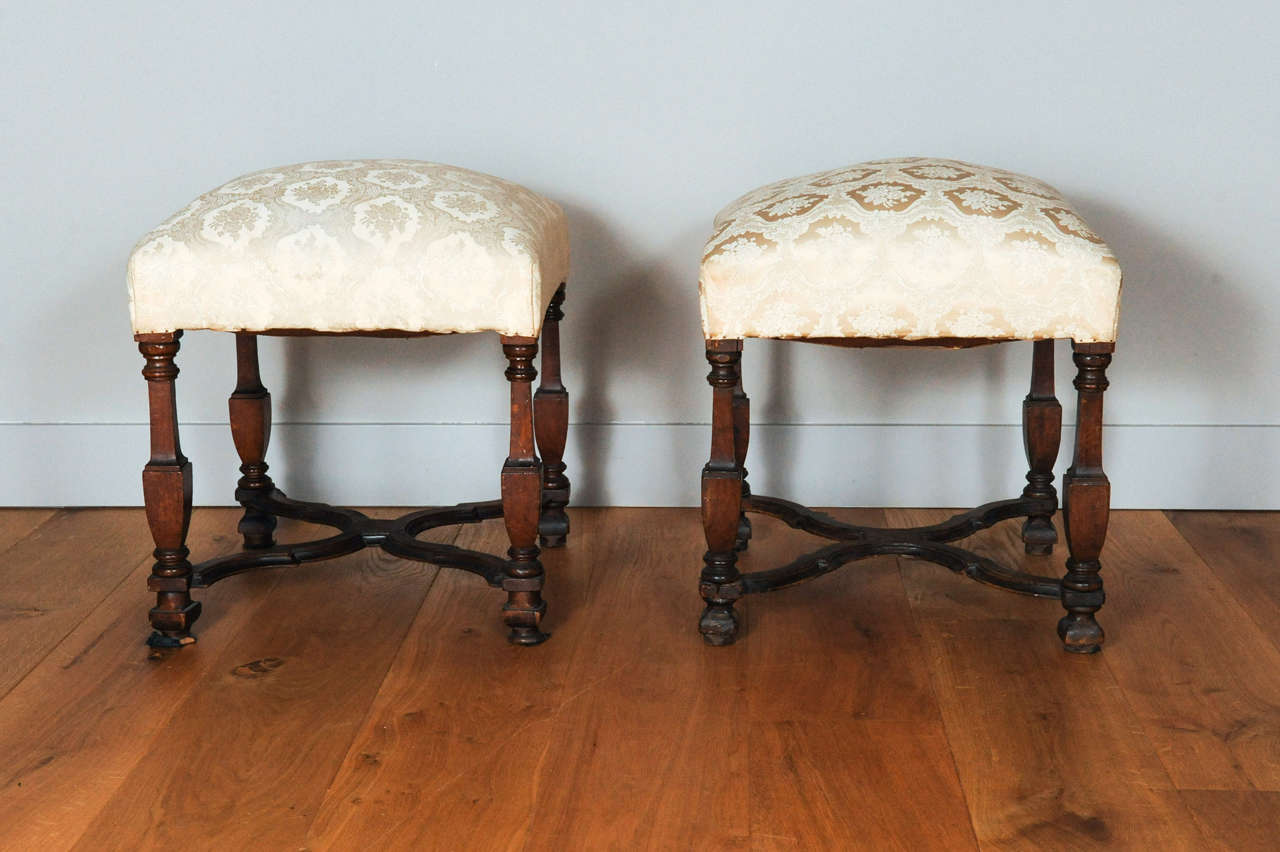 A pair of French stools, circa 1850.