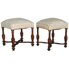 A pair of French stools, circa 1850.