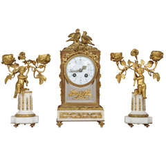 19th Century Lovely Three-Piece Clock Set made my Hedin 