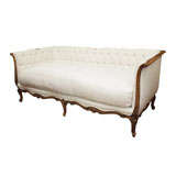 Antique French Sofa in Belgian Linen and Down Cushion