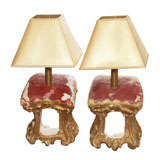 Pair 19th c. Italian Saint Pedestal Lamps