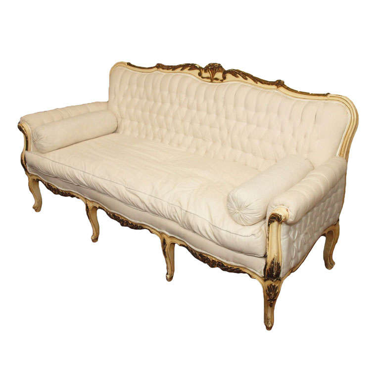 Antique Italian Diamond Tufted Settee or Sofa