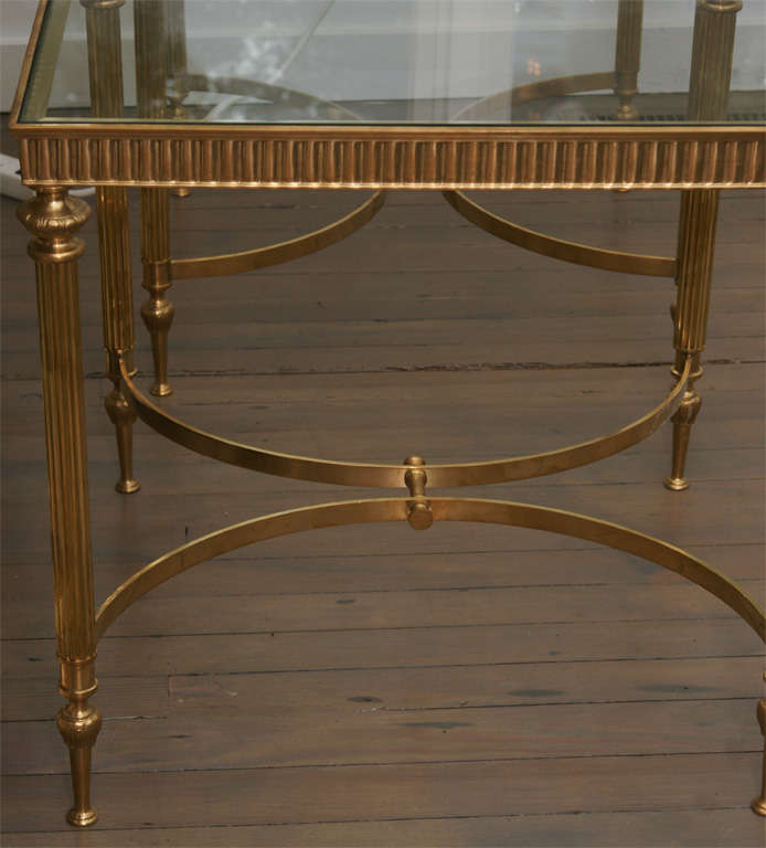 Pair of Brass Glass Topped Side Tables In Excellent Condition In Bridgehampton, NY