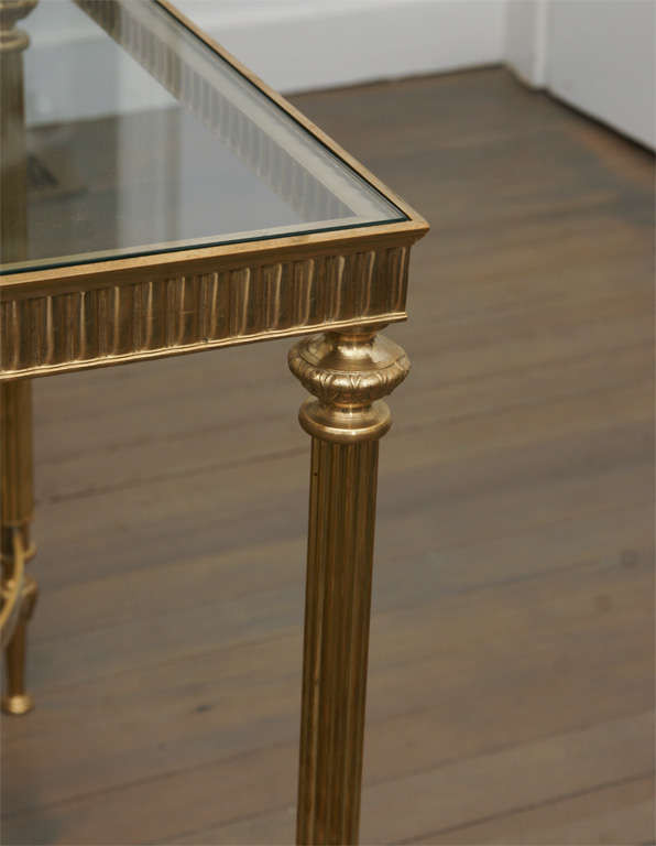 Mid-20th Century Pair of Brass Glass Topped Side Tables