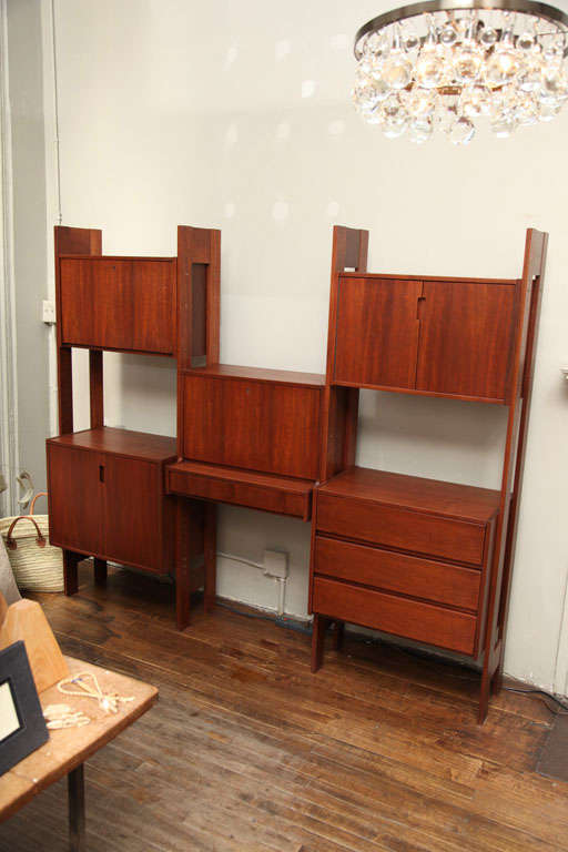 Mid-20th Century Danish Wooden Wall Hanging Unit