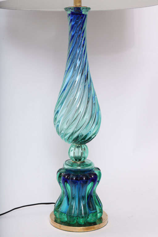 Italian  Seguso Table Lamp Mid Century Modern Murano Art Glass Italy 1950's For Sale