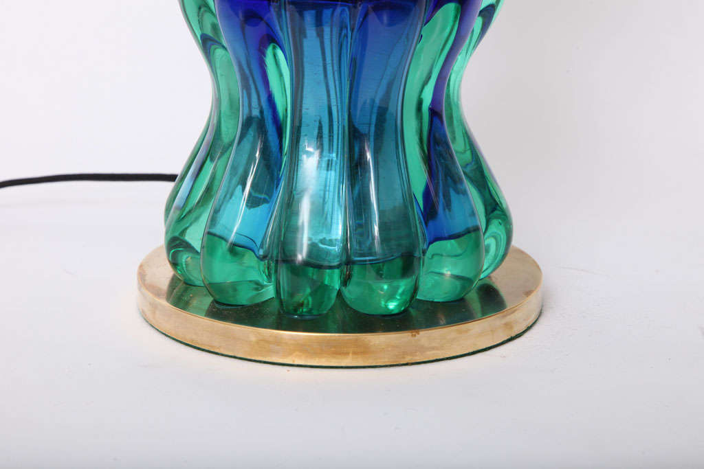  Seguso Table Lamp Mid Century Modern Murano Art Glass Italy 1950's In Good Condition For Sale In New York, NY