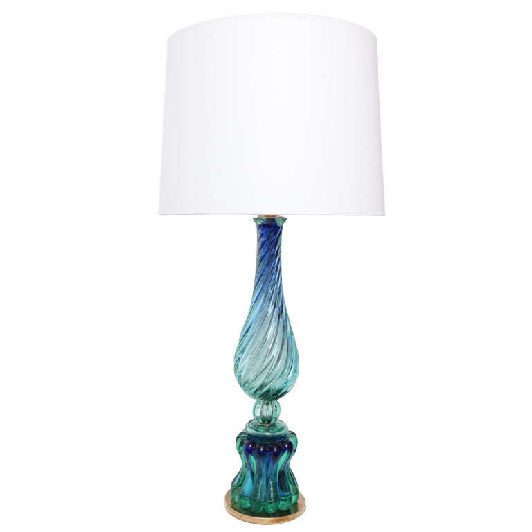  Seguso Table Lamp Mid Century Modern Murano Art Glass Italy 1950's For Sale