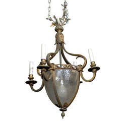 Early 20th Century French Gilt Bronze Hall Lantern